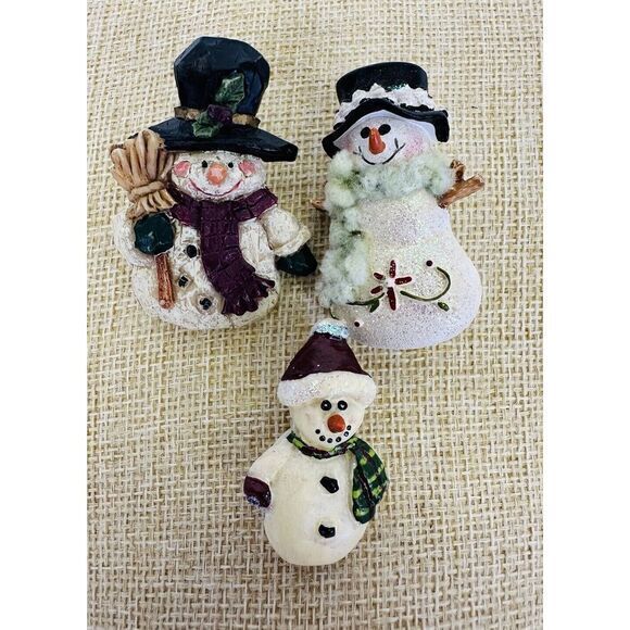 Jewelry - Lot Of 3 Vintage Playful Happy Fun Holiday Christmas Snowman Brooch Pin‎